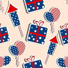 Obraz premium Seamless pattern for 4th of July, American Independence Day.