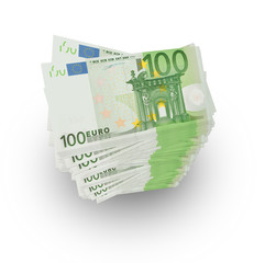 paper money 100 euro on a white background