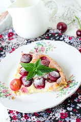 Cottage cheese pie with cherries