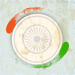 Indian Independence Day concept with Ashoka wheel and saffron an