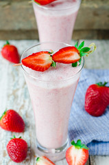 Milk cocktail with strawberries