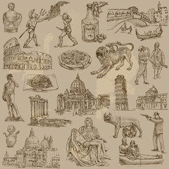 Fototapeta premium Italy - Hand drawn illustrations converted into vectors