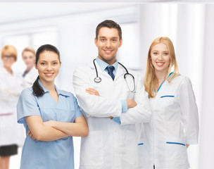 young team or group of doctors