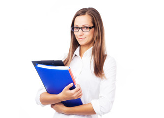 Lovely businesswoman with folders and documents