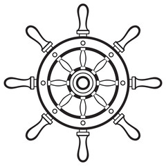 Obraz premium Silhouette rudder isolated on white background