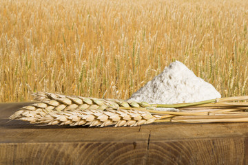 Bread, flour and wheat cereal crops.