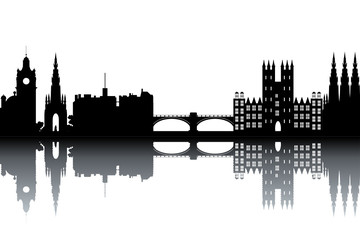 Naklejka premium Edinburgh skyline - black and white vector illustration