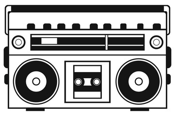 Retro ghetto blaster isolated on white background