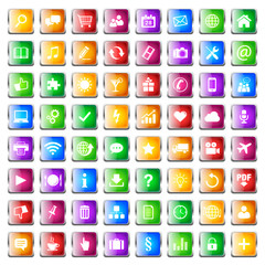 Button Icon Set Quadratisch Bunt