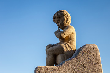 Angel Boy Statue near the Notre-Dame de la Garde in Marseilles,