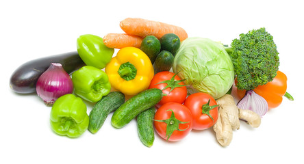 Fototapeta na wymiar Vegetables on a white background - top view