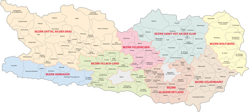 K&auml;rnten, Bezirke, Gemeinden