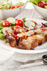 Grilled shashlik with vegetables
