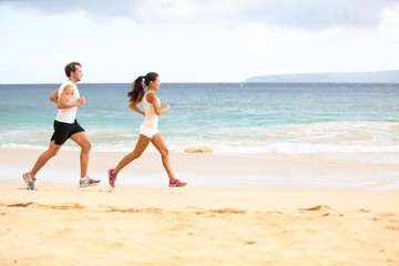 Running people - woman and man athlete runners