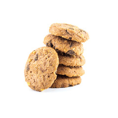 Chocolate homemade pastry biscuits isolated on white background