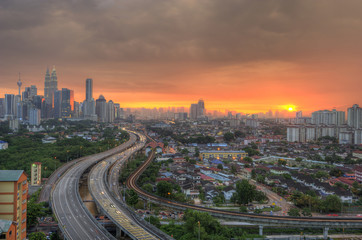 Naklejka na ściany i meble Kuala Lumpur city during sunset