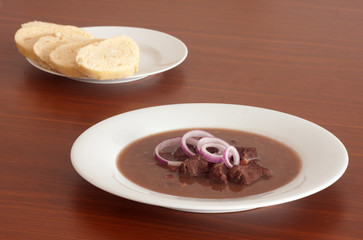 Wild boar goulash and dumplings from Czech Republic