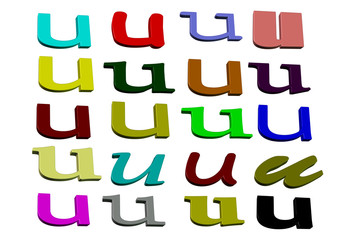 Renkli u harfi tasarımları