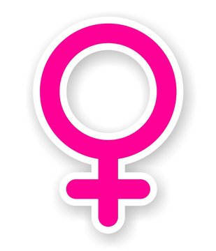 sticker of pink female sex symbol