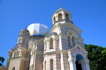 Fototapeta na wymiar Russian Orthodox Cathedral. Riga, Latvia