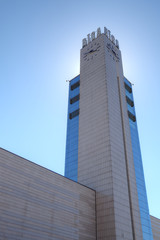 Clocktower of Riga's Railroad Station. Riga, Latvia