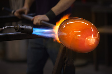 Blowtorch Flames on Glass