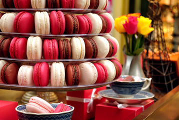 Tower of colorful macaroons