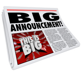 Newspaper Headline Big Announcement Huge News