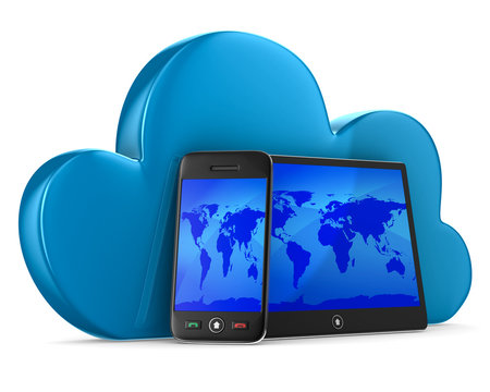 Cloud technology on white background. Isolated 3D image