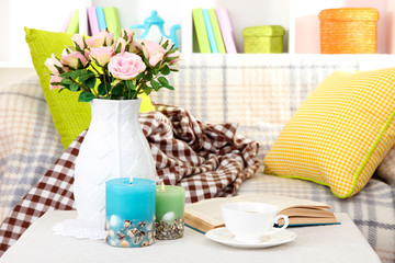 Close up on trendy modern living room