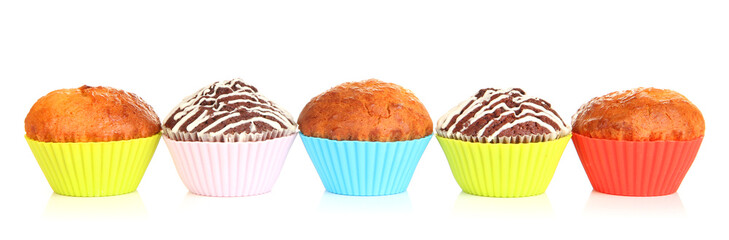 Sweet cupcakes isolated on white