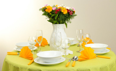 Fototapeta premium Beautiful table setting for breakfast
