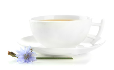 Fototapeta na wymiar Cup of tea with chicory, isolated on white
