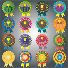 set of colorful Trophy badge vector format