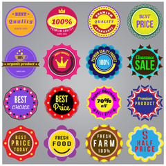 Set of discount and sale price labels design badge