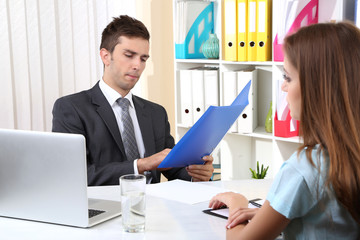 Job applicant having interview