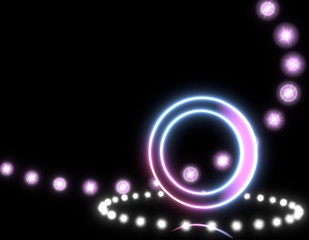 3d render of a glowing circle icon  on disco lights background