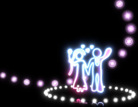 marriage sign  on disco lights background