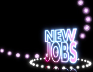3d graphic of a magic new jobs icon  on disco lights background