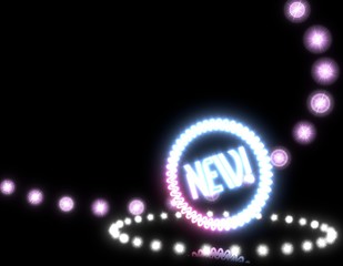 3d render of a neon new sign  on disco lights background
