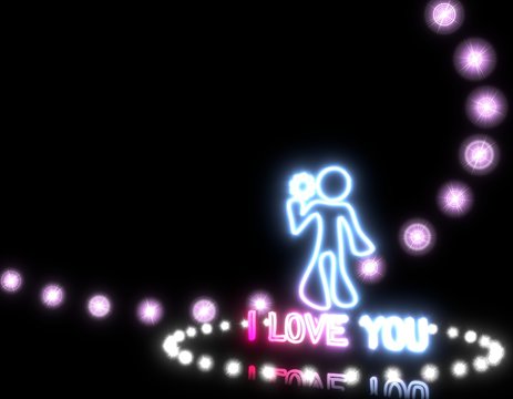 I love you icon  on disco lights background