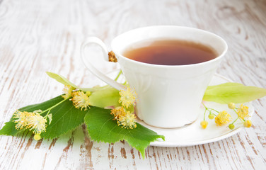 cup of tea and linden flowers