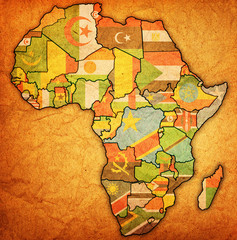 Fototapeta premium african union on actual map of africa