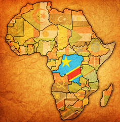 Fototapeta na wymiar democratic republic of congo on actual map of africa