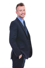 side view of business man with hands in pockets