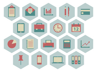 set of flat business icons
