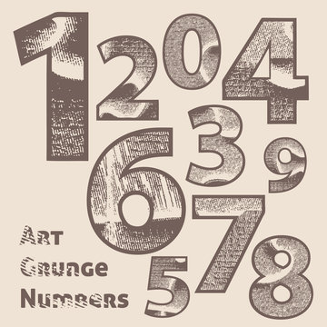 Vector grunge scratched numbers. Use for design.