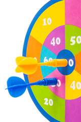 Colorful dartboard with arrows
