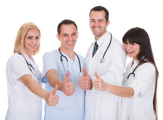 Fototapeta premium Group Of Doctors With Thumb-up Sign