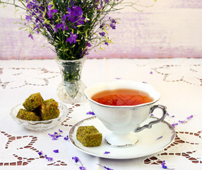 Turkish delight and  cup of tea